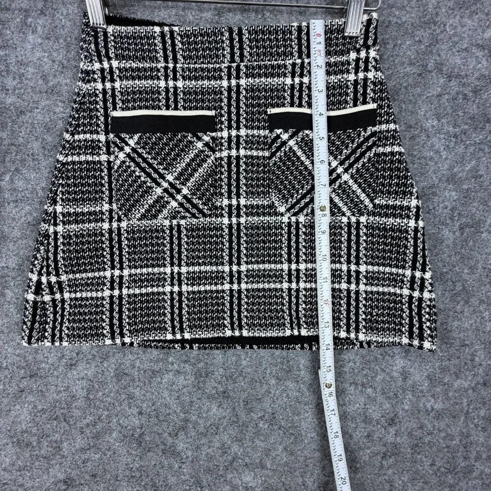 Zara Trf Mini Skirt Womens XS Black White Plaid Tweed Academia Schoolgirl Preppy